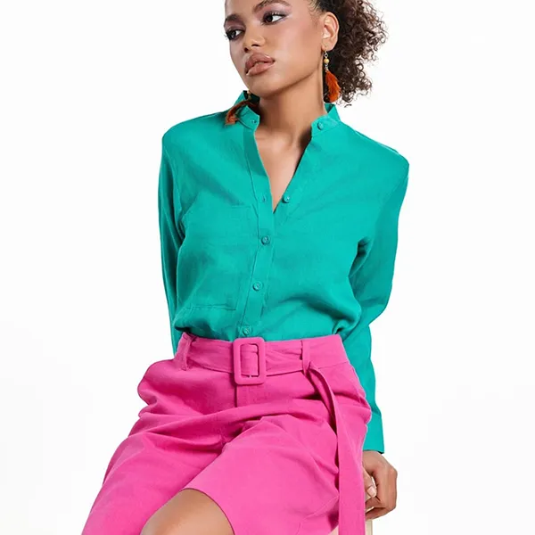 Áo Sơ Mi Nữ F2 Fashion & Freedom Linen SMW617-XK-S-0324 Màu Xanh Mòng Két Size S