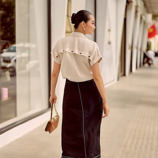 Áo Sơ Mi Nữ F2 Fashion & Freedom Linen Summer Muse SMW524-K-S-0622 Màu Kem Size S