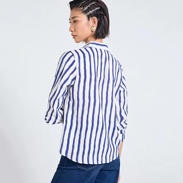 Áo Sơ Mi Nữ F2 Fashion & Freedom Linen SMW360-TSXD-S-0524 Màu Trắng/Xanh Size S