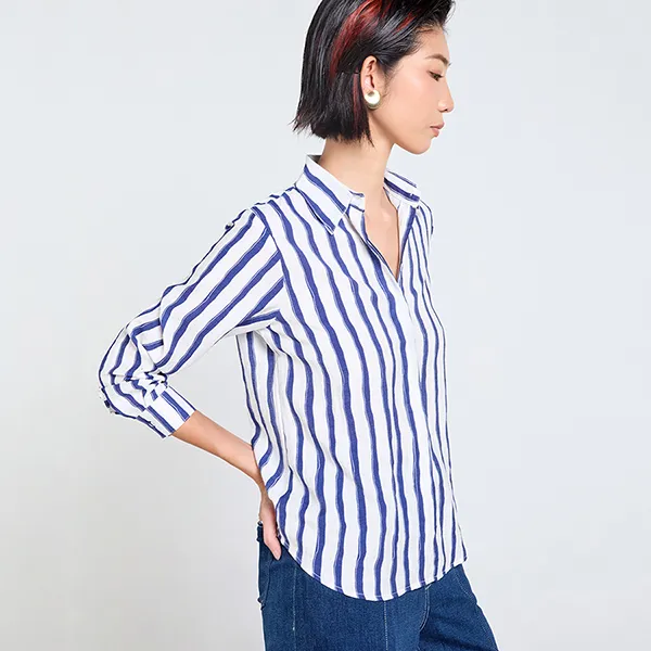 Áo Sơ Mi Nữ F2 Fashion & Freedom Linen SMW360-TSXD-S-0524 Màu Trắng/Xanh Size S