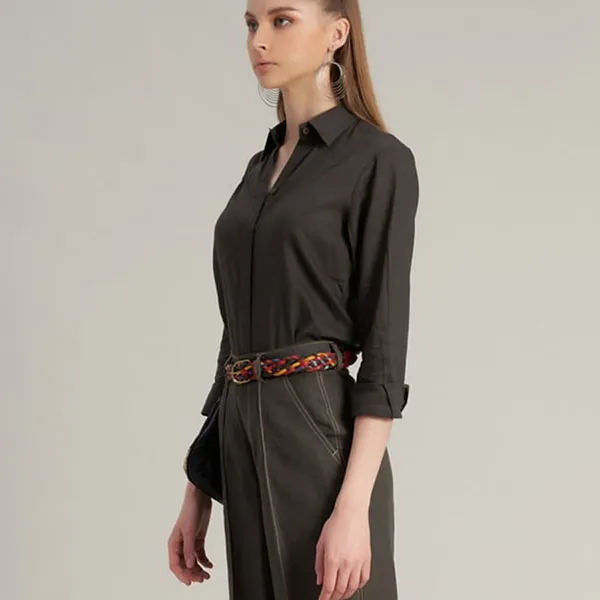 Áo Sơ Mi Nữ F2 Fashion & Freedom SMW360-RD-S-1022 Màu Xanh Rêu Đậm Size S