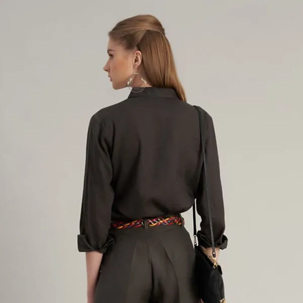 Áo Sơ Mi Nữ F2 Fashion & Freedom SMW360-RD-S-1022 Màu Xanh Rêu Đậm Size S