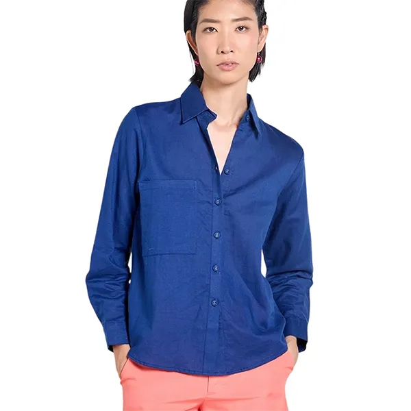 Áo Sơ Mi Nữ F2 Fashion & Freedom Women's Dark Blue Tender Drit Linen Shirt SMW616-X.black-S-0324 Màu Xanh Đen Size S
