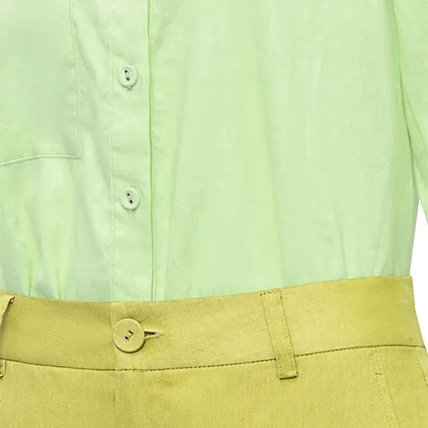 Áo Sơ Mi Nữ F2 Fashion & Freedom Women's Light Green Linen Shirt SMW616-XC-S-0324 Màu Xanh Cốm Size S