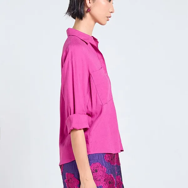 Áo Sơ Mi Nữ F2 Fashion & Freedom Women's Pink Tender Drit Linen Shirt SMW616-Lotus Pink-S-0324 Màu Hồng Size S