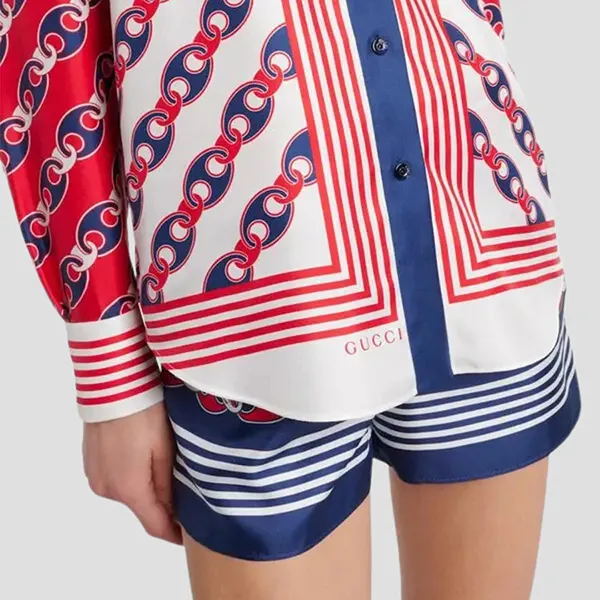Áo Sơ Mi Nữ Gucci Multicolor Silk Twill Printed Long Sleeve 837642 Z7ASO 9229 Phối Màu Size 40