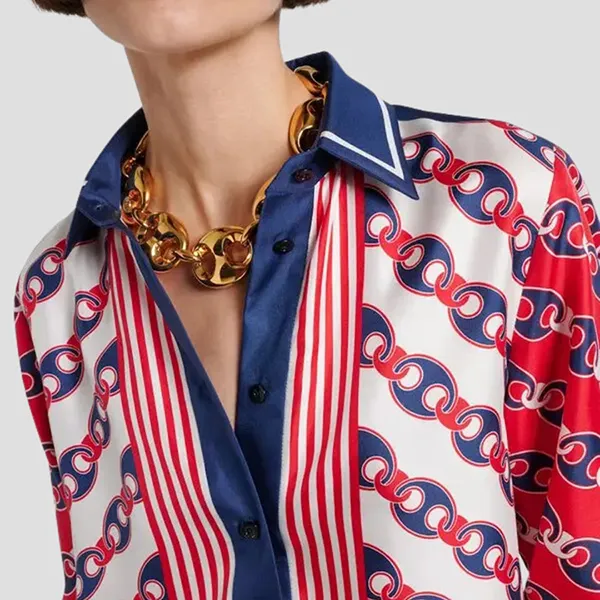 Áo Sơ Mi Nữ Gucci Multicolor Silk Twill Printed Long Sleeve 837642 Z7ASO 9229 Phối Màu Size 40