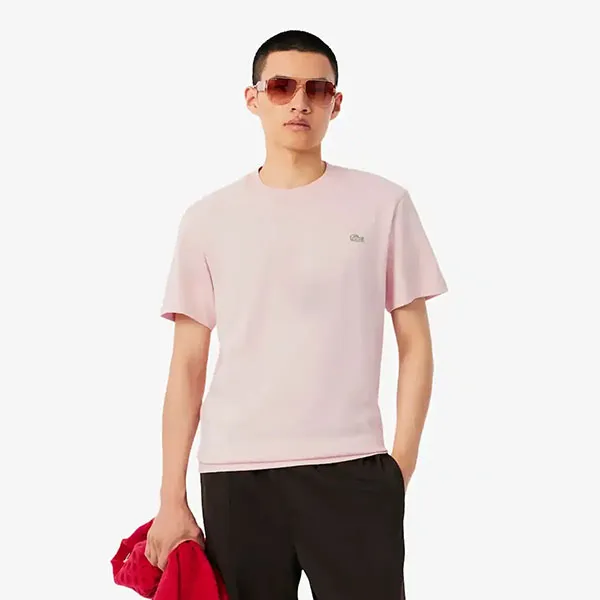 Áo Thun Nam Lacoste Heavy Jersey Embroidered Signature Tshirt Light Pink TH5492 - ADY Màu Hồng Nhạt Size 3