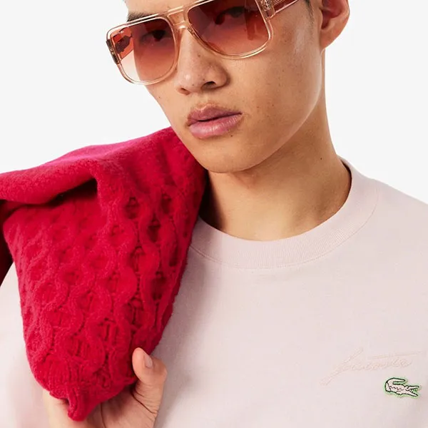 Áo Thun Nam Lacoste Heavy Jersey Embroidered Signature Tshirt Light Pink TH5492 - ADY Màu Hồng Nhạt Size 3