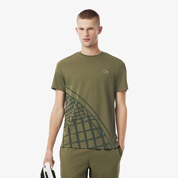 Áo Thun Nam Lacoste Ultra Dry Printed Tennis T-Shirt TH4753 - E9F Màu Xanh Size 3