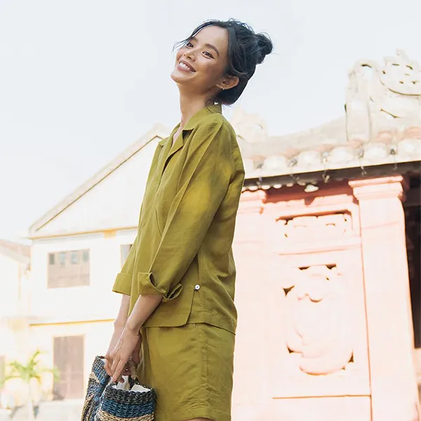 Áo Sơ Mi Nữ F2 Fashion & Freedom Modern Meets Heritage Linen AK384-XC-S-0519 Màu Xanh Cốm Size S