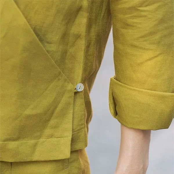 Áo Sơ Mi Nữ F2 Fashion & Freedom Modern Meets Heritage Linen AK384-XC-S-0519 Màu Xanh Cốm Size S