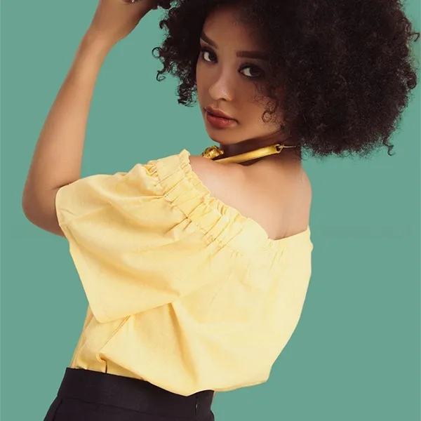 Áo Trễ Vai Nữ F2 Fashion & Freedom Women's Linen Blouse In Yellow A Color Of Freedom AK518-V-S-0622 Màu Vàng Size S