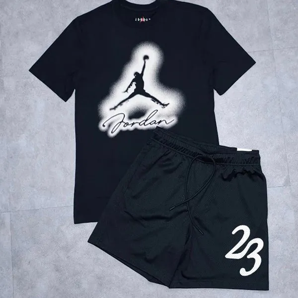 Bộ Quần Áo Cộc Tay Nam Nike Jordan Flight MVP Màu Đen Size S (Form Á)