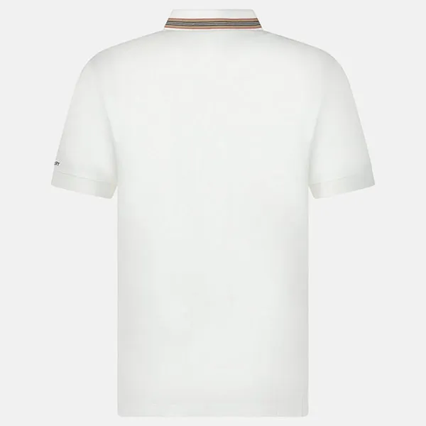 Áo Polo Nam Burberry Hartford Striped Check Short Sleeve White Màu Trắng Size XS