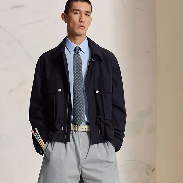 Cà Vạt Nam Hermès Maillons Vagues Tie H005952T 30 Anthracite/ Gris Clair/ Bleu Grisé Màu Xanh Xám