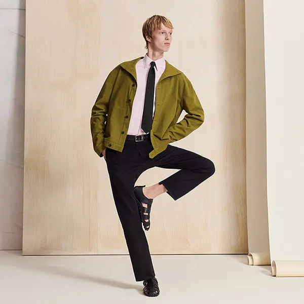 Cà Vạt Nam Hermès Faconnee Maillons Tie Noir Rộng 7cm H036386T 01 Màu Đen