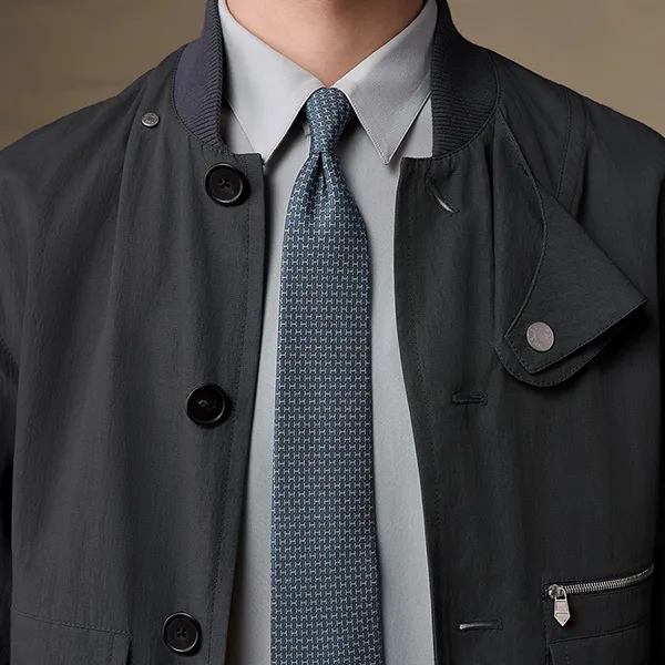 Cà Vạt Nam Hermès H Gourmette Tie Marine/Gris Rộng 7cm H006392T 04 Màu Xanh Blue