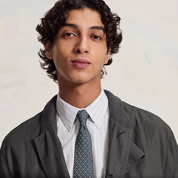 Cà Vạt Nam Hermès Maillonmorphose Marine / Blanc / Ciel Màu Xanh Navy