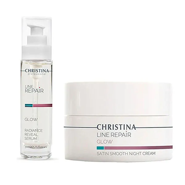 Combo Dưỡng Da Christina Line Repair Glow (Satin Smooth Night Cream 50ml + Radiance Reveal Serum 30ml)
