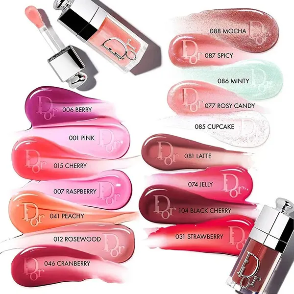 Combo Son Dưỡng Dior + Lip Case Silicone Addict Lip Glow Oil 087 Spicy Màu Nude Hồng Ấm Kèm Túi
