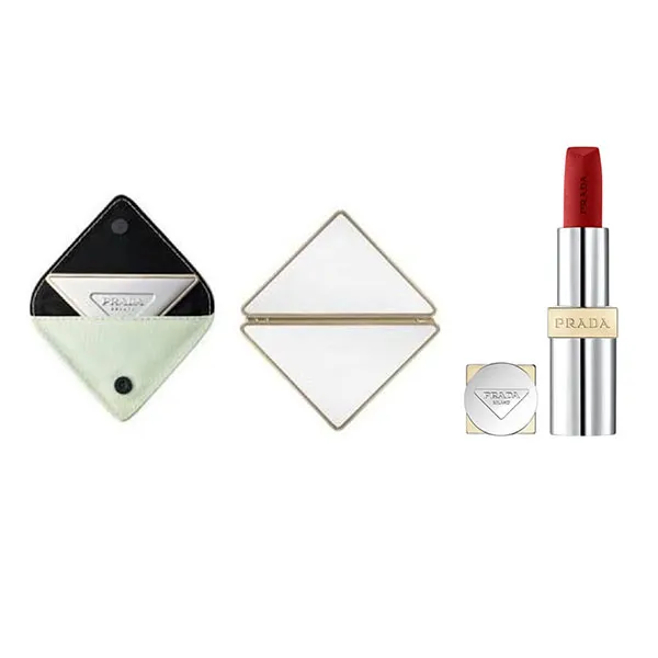 Combo Son Lì Prada Monochrome Hyper Matte R28 Fuoco Màu Đỏ Thuần + Gương