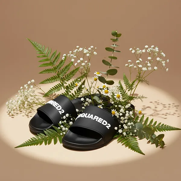 Dép Nam Dsquared2 Chữ Trắng FSM0085 17208869 2124 Màu Đen Size 41