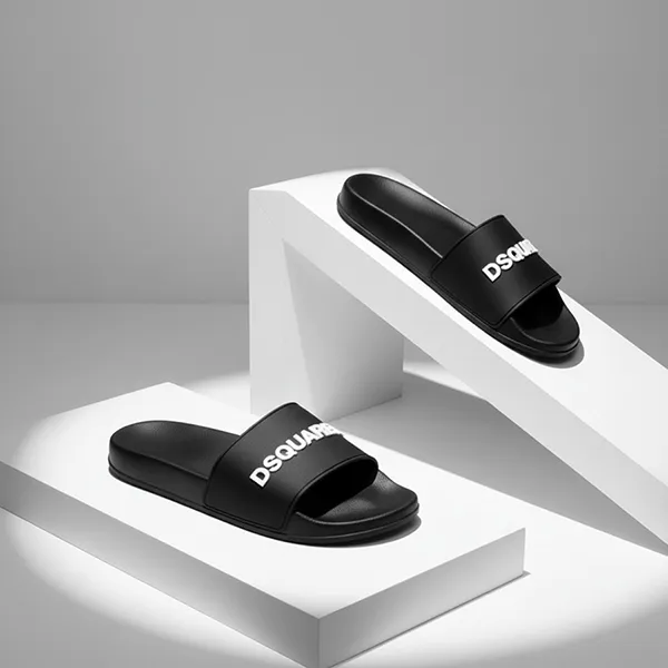 Dép Nam Dsquared2 Chữ Trắng FSM0085 17208869 2124 Màu Đen Size 41