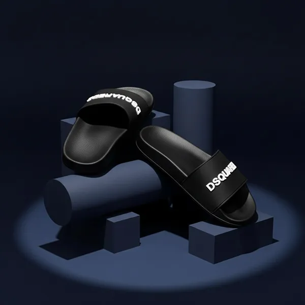 Dép Nam Dsquared2 Chữ Trắng FSM0085 17208869 2124 Màu Đen Size 41