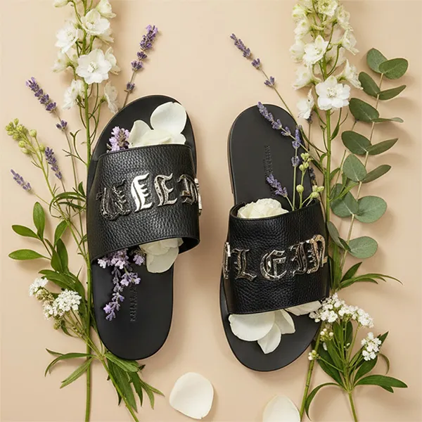 Dép Nam Philipp Plein Slippers Black With White Lettering PACS-MSA0204 PLE010N 0291 Màu Đen Size 39