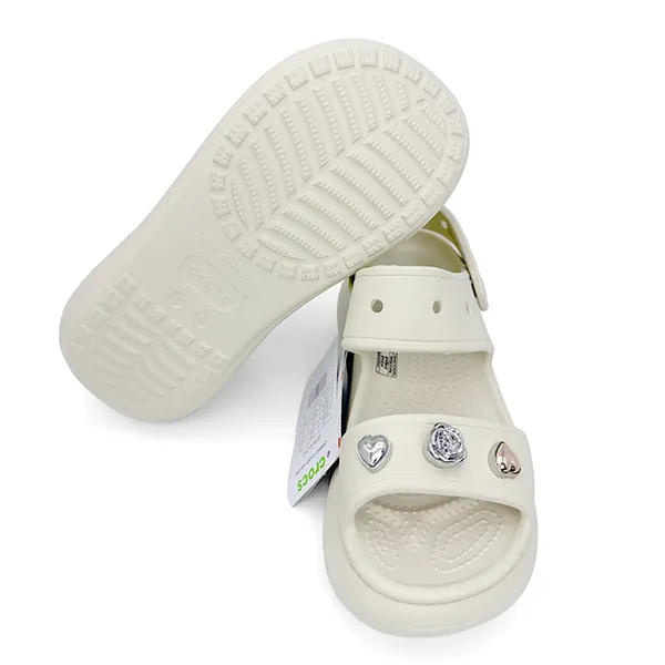 Dép Nữ Crocs Classic Crush Woman Sandal Metal Rose Heart Màu Beige Size 35