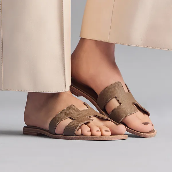 Dép Nữ Hermès Oran Sandal H202272Z X3340 Màu Xanh Rêu Size 35.5