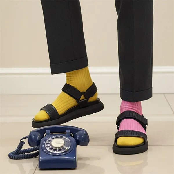 Dép Sandal Moschino Black Sandals With 79IIJO007 Straps Màu Đen Size 40