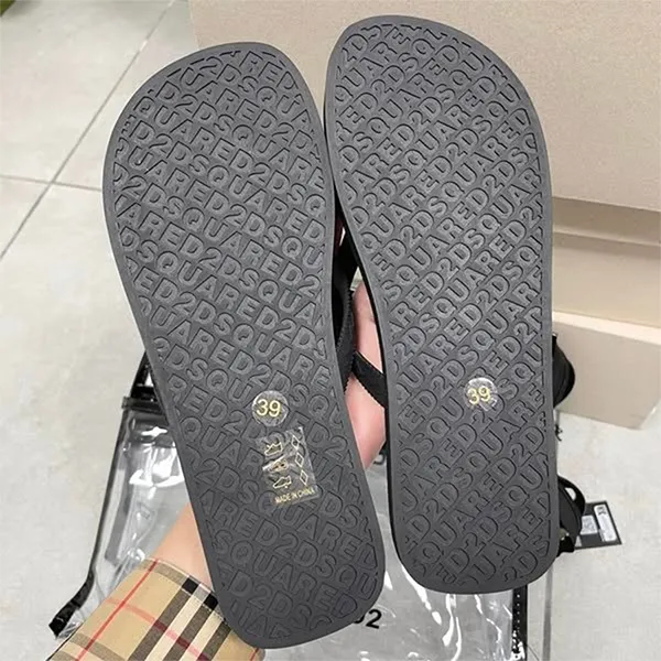 Dép Xỏ Ngón Nam Dsquared2 Black With Blue Lettering FFM0001 17200001 M1604 Màu Đen Size 40