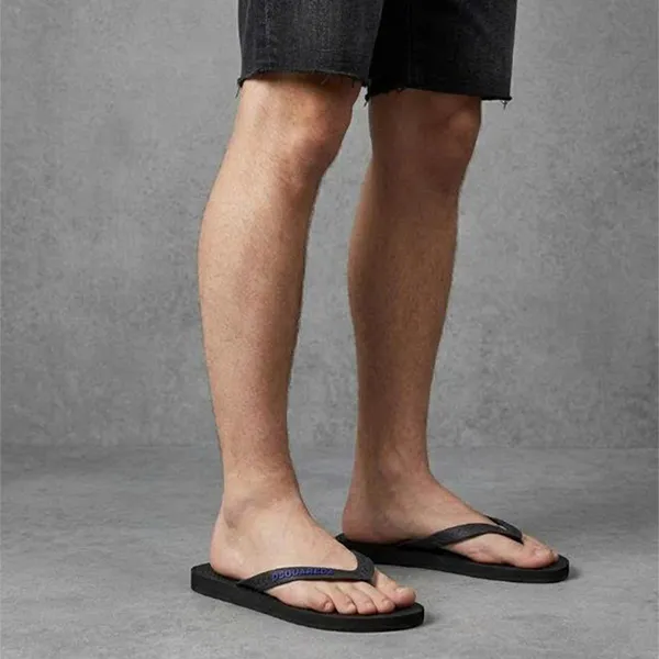 Dép Xỏ Ngón Nam Dsquared2 Black With Blue Lettering FFM0001 17200001 M1604 Màu Đen Size 40
