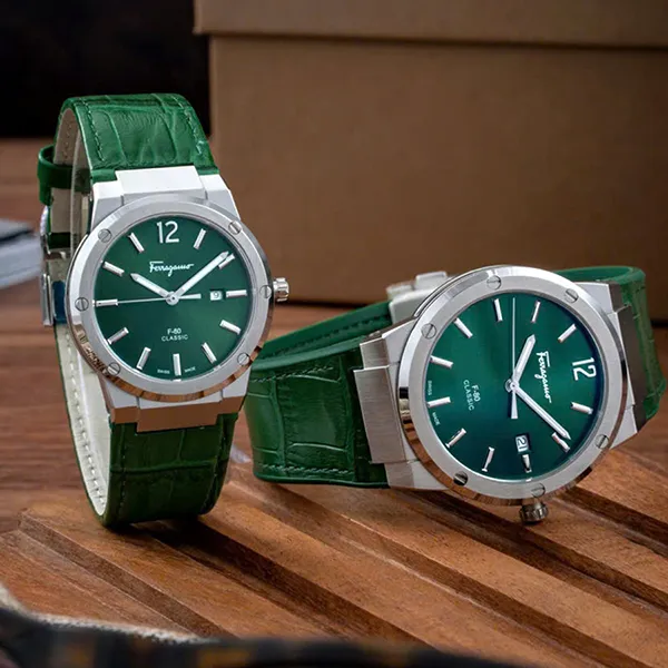 Đồng Hồ Đôi Salvatore Ferragamo F80 Màu Xanh Lá