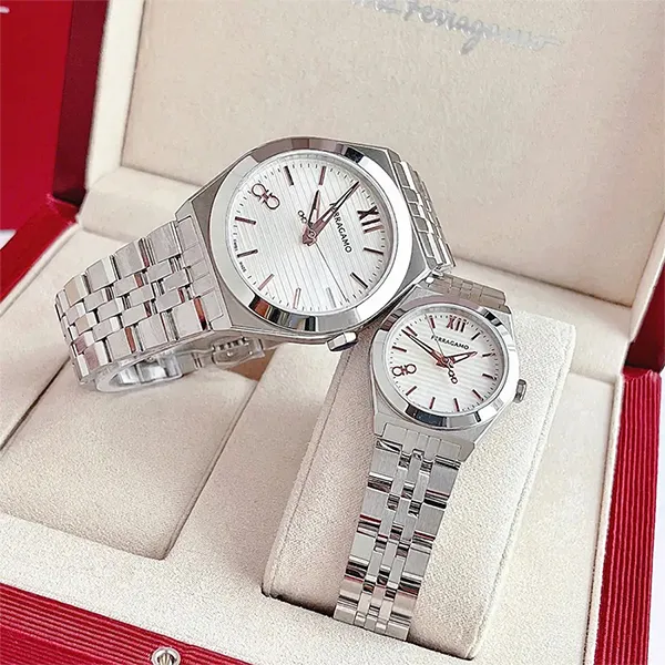 Đồng Hồ Đôi Salvatore Ferragamo Vega SFKI00123 & SFKJ00924 Màu Bạc