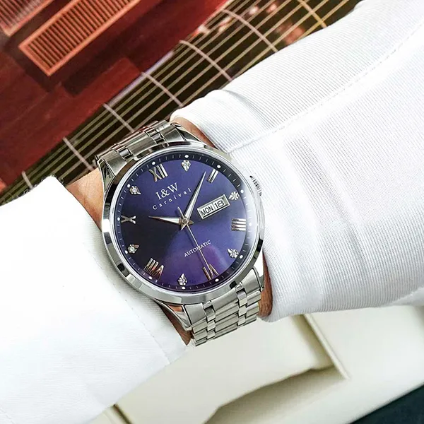 Đồng Hồ Nam I&W Carnival Automatic Watch 679G-T5 Màu Bạc/Xanh