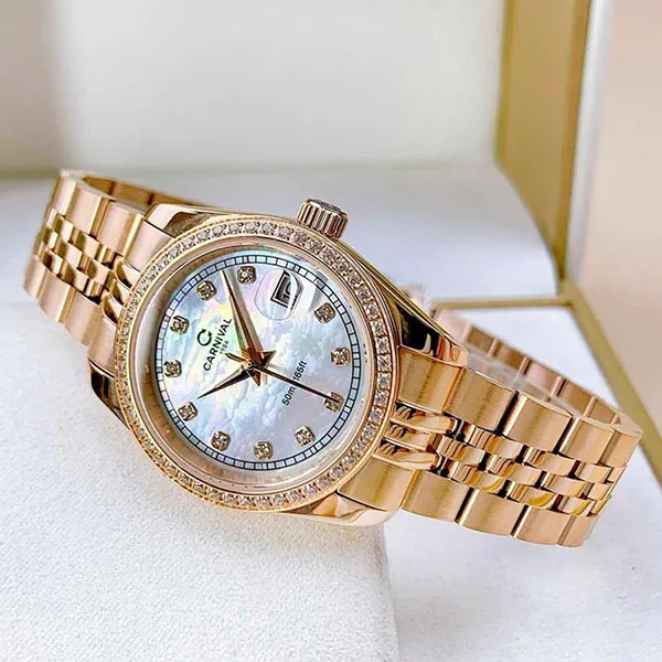 Đồng Hồ Nữ Carnival 8131L2-VH-TK Quartz Màu Vàng Hồng