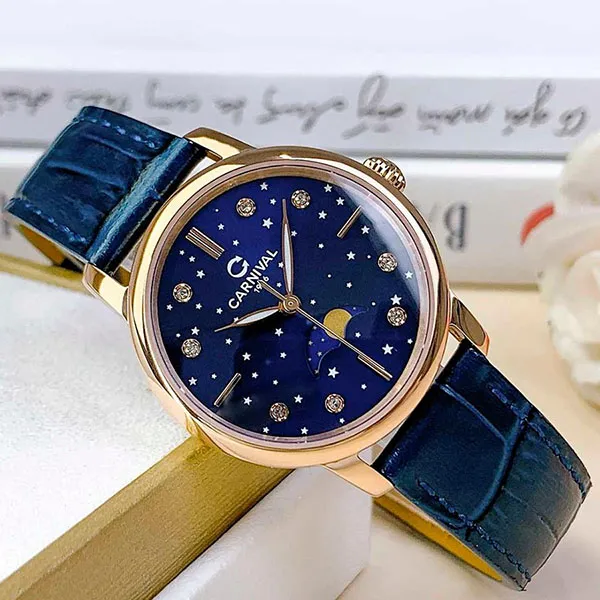 Đồng Hồ Nữ Carnival Quartz 8193L-VH-DD-X Màu Xanh/ Vàng Hồng