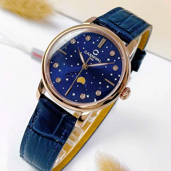 Đồng Hồ Nữ Carnival Quartz 8193L-VH-DD-X Màu Xanh/ Vàng Hồng