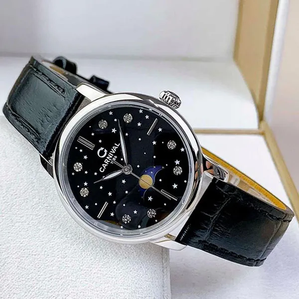 Đồng Hồ Nữ Carnival Quartz 8193L-VT-DD-D Màu Đen