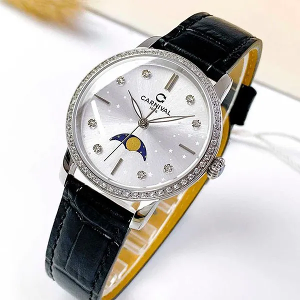 Đồng Hồ Nữ Carnival Quartz 8193L-VT-DD-T Màu Đen - Bạc