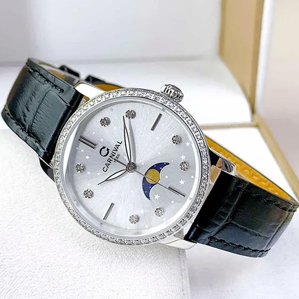 Đồng Hồ Nữ Carnival Quartz 8193L-VT-DD-T Màu Đen - Bạc