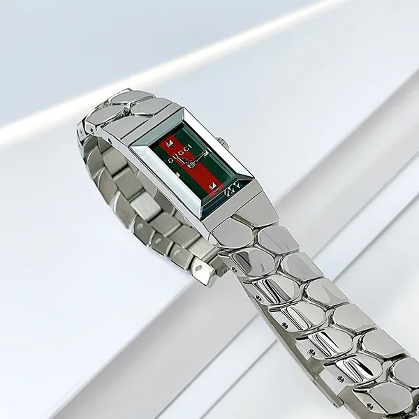 Đồng Hồ Nữ Gucci G-Frame Quartz Watch Màu Bạc/Xanh