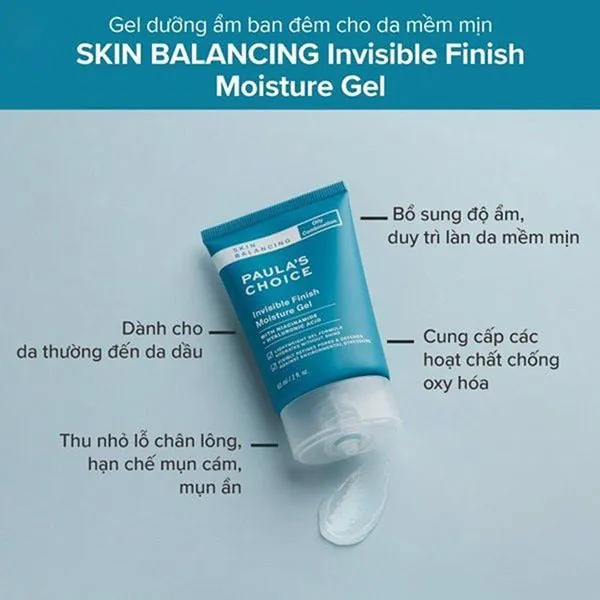 Gel Dưỡng Ẩm Giảm Dầu Thừa Và Thu Nhỏ Lỗ Chân Lông Paula's Choice Skin Balancing Invisible Finish Moisture 60ml