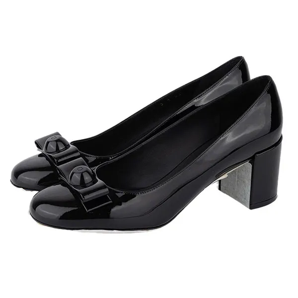Giày Cao Gót Nữ Salvatore Ferragamo Patent Leather In Black 01K761 787495 Màu Đen Size 7.5
