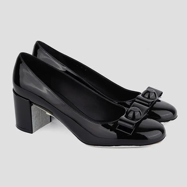 Giày Cao Gót Nữ Salvatore Ferragamo Patent Leather In Black 01K761 787495 Màu Đen Size 7.5