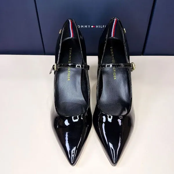 Giày Cao Gót Nữ Tommy Hilfiger Aveniz High Block Heel Mary Jane Pumps Black Màu Đen Size 38.5
