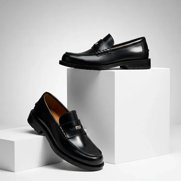 Giày Lười Nam Gucci GG Penny Leather In Black 831274 AAD7W 1000 Màu Đen Size 42.5